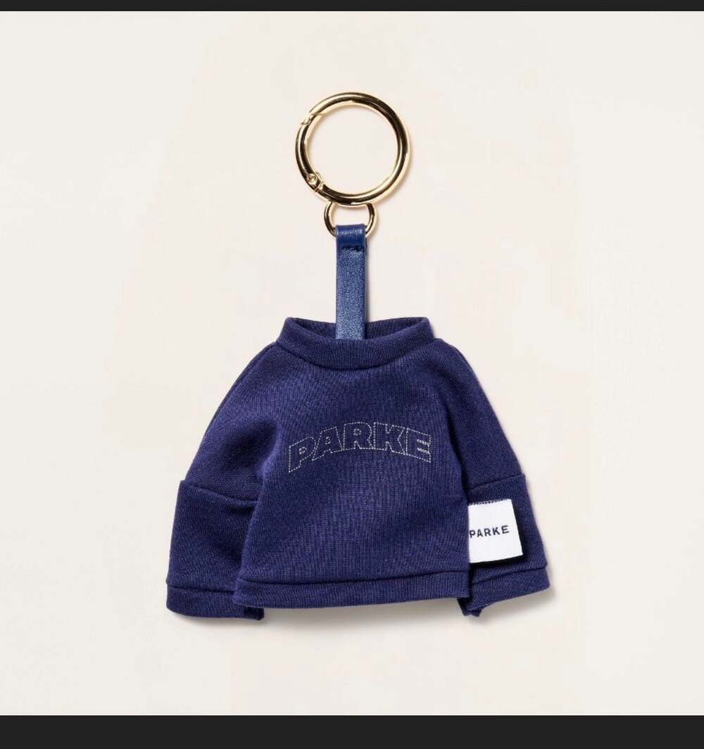 Parke Navy Blue Mini Sweatshirt Keychain Charm bag Accessory